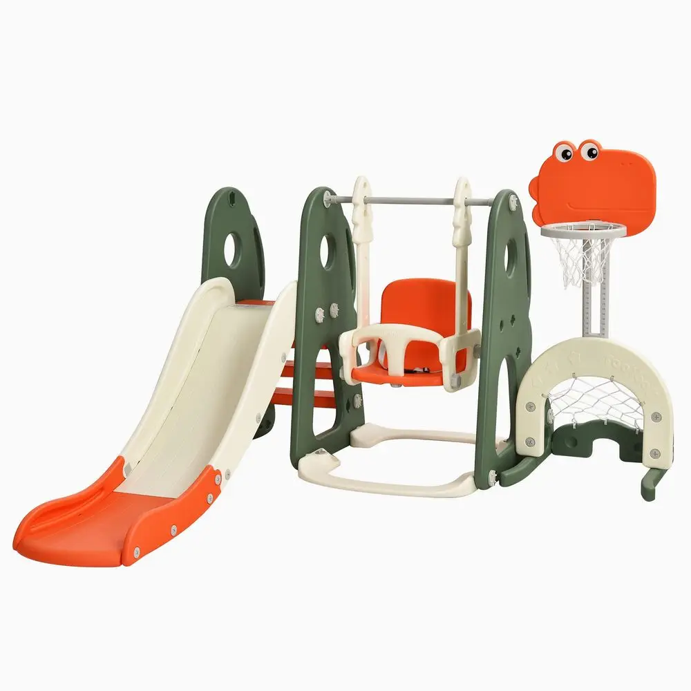 

6 in 1 Toddler Slide and Swing Set, Kids Large Climber Slide Playset with Basketball Hoop, Football Gate and Golf Hole, Playgro