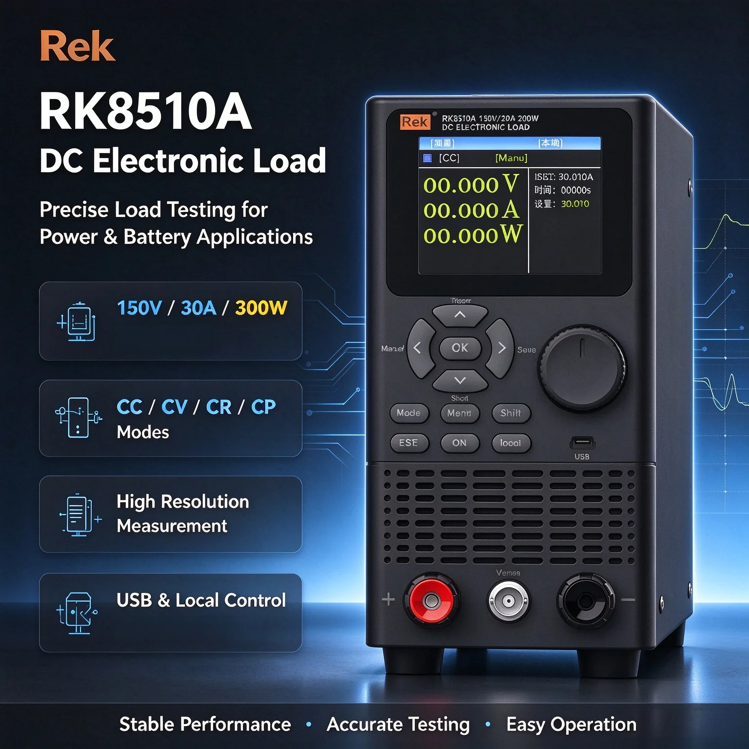 RK8510A  Electronic Load Test Equipment Power: 400W  Voltage: 0-150V  Current: 0-20A
