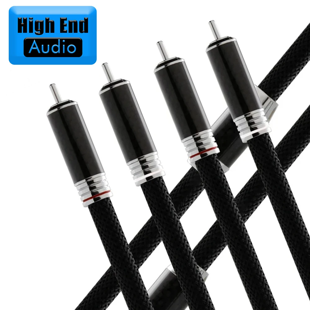 Pair RCA Cable HIFI Audio Extension Cable Noise-free Carton fibre Rhodium Plated RCA Home Theater DVD Amplifier TV Amplifier