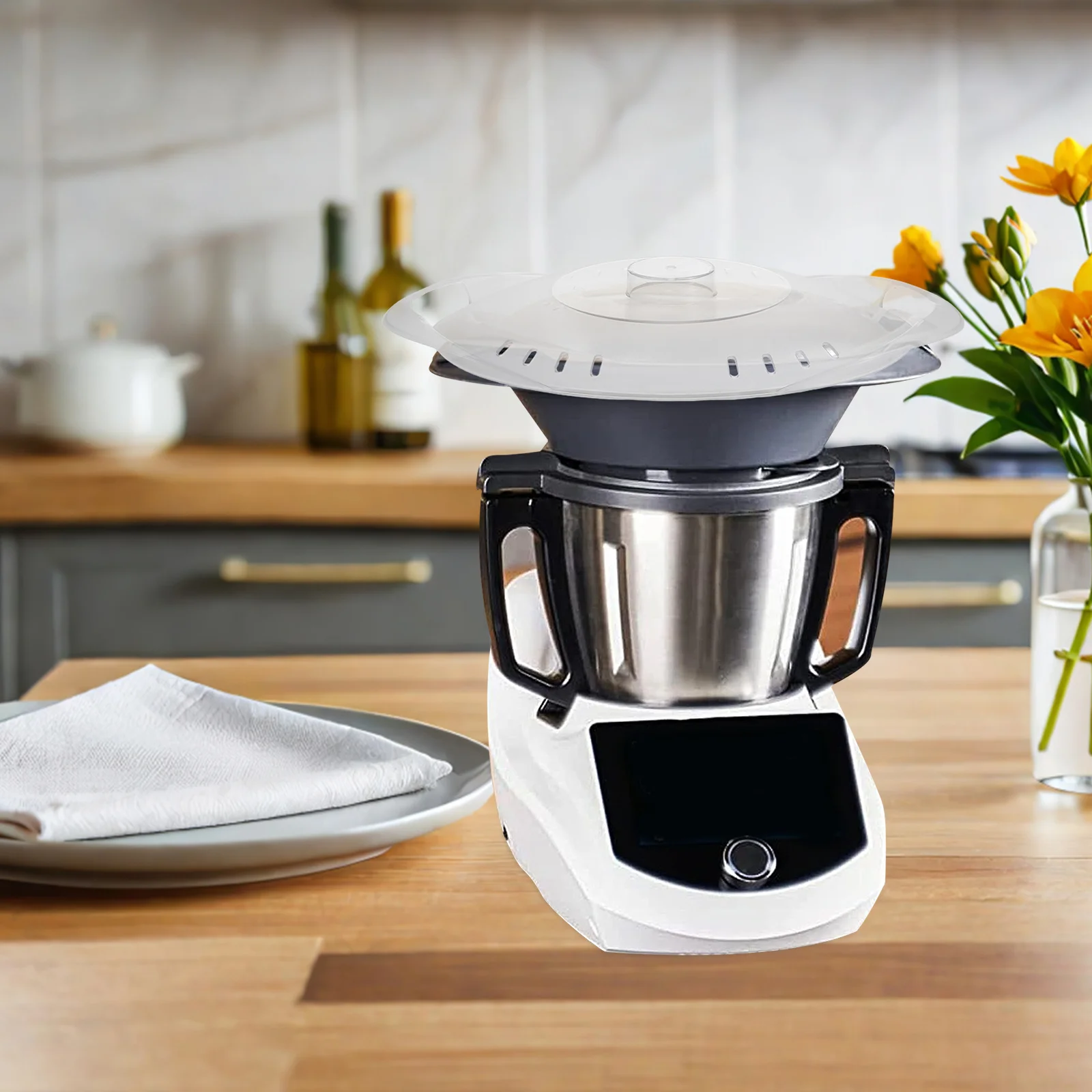 

Transparent Steamer Lid For Food Processor Heat Resistant Plastic Cover Compatible With Thermomix Dishwasher