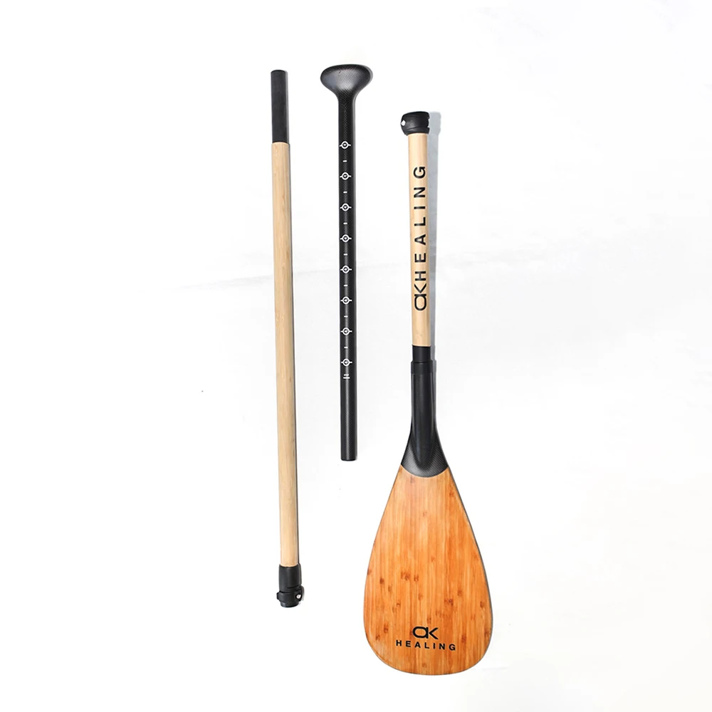 

Bamboo+Carbon Fiber Paddles Ultralight 3-Section SUP Supplies Paddle Board Accessories Inflatable Stand Up Paddle for Surfing