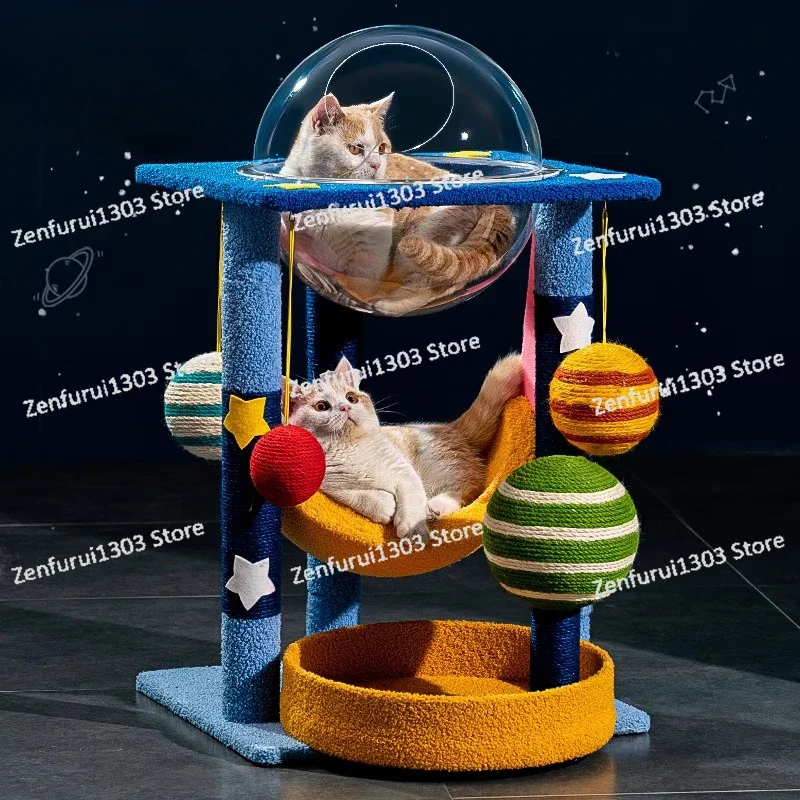 猫の垂直クライミングフレーム,一体型スペースカプセル,サイザル麻スタンド,スクラッチボード,研削爪