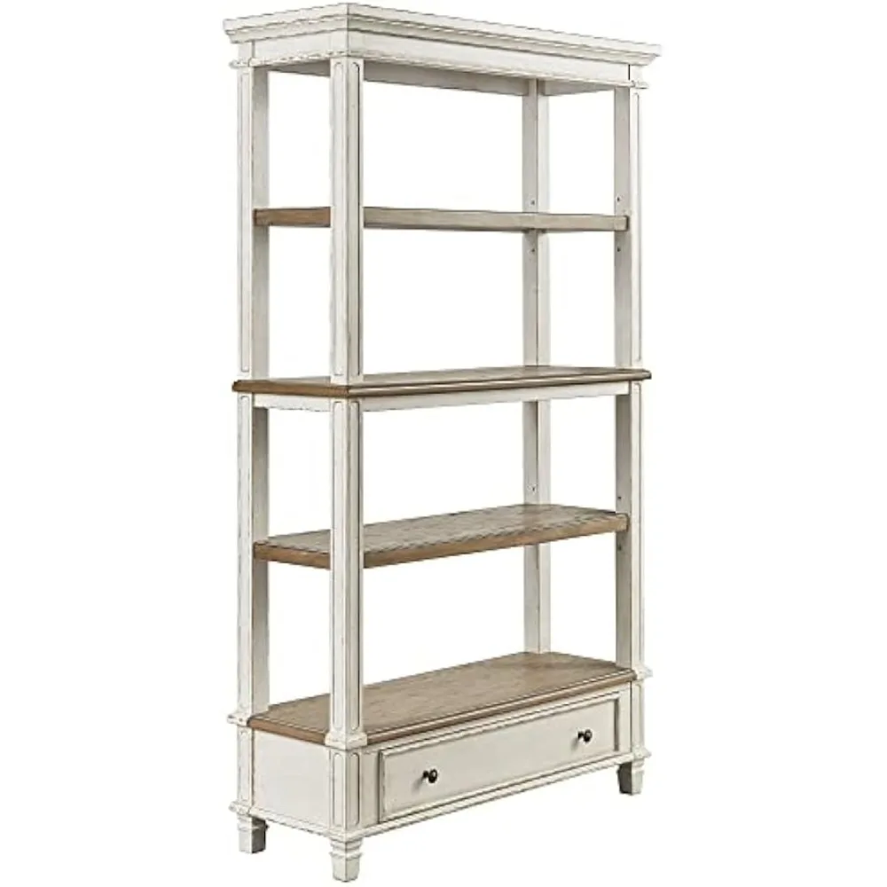 

Realyn French Country 75" Bookcase with Drawer, Chipped White