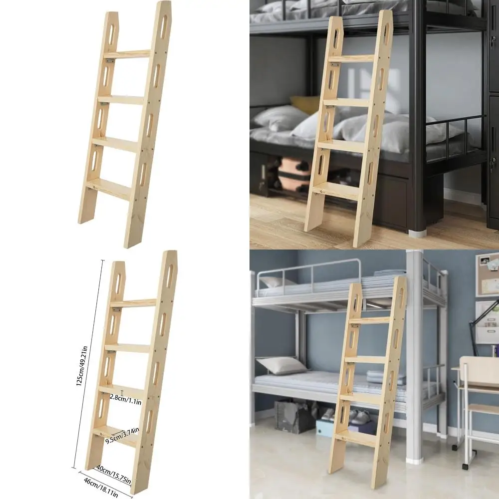 

Universal 50-Inch Solid Wood Step Ladder with Smooth Edges, Space-Saving Design, Corner Connectors, and Non-Slip Features for In