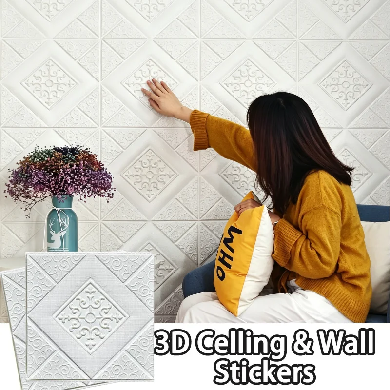 Retro embossed brick wall sticker 35x35cm 10-30pcs waterproof self adhesive wallpaper living bedroom background wall decor
