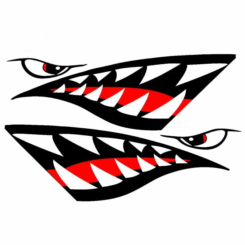 JDM Shark Mouth Teeth Decoration Accessories Custom Stickers Tuning Sticker Cover Scratches Waterproof and Sunscreen PVC,15cm