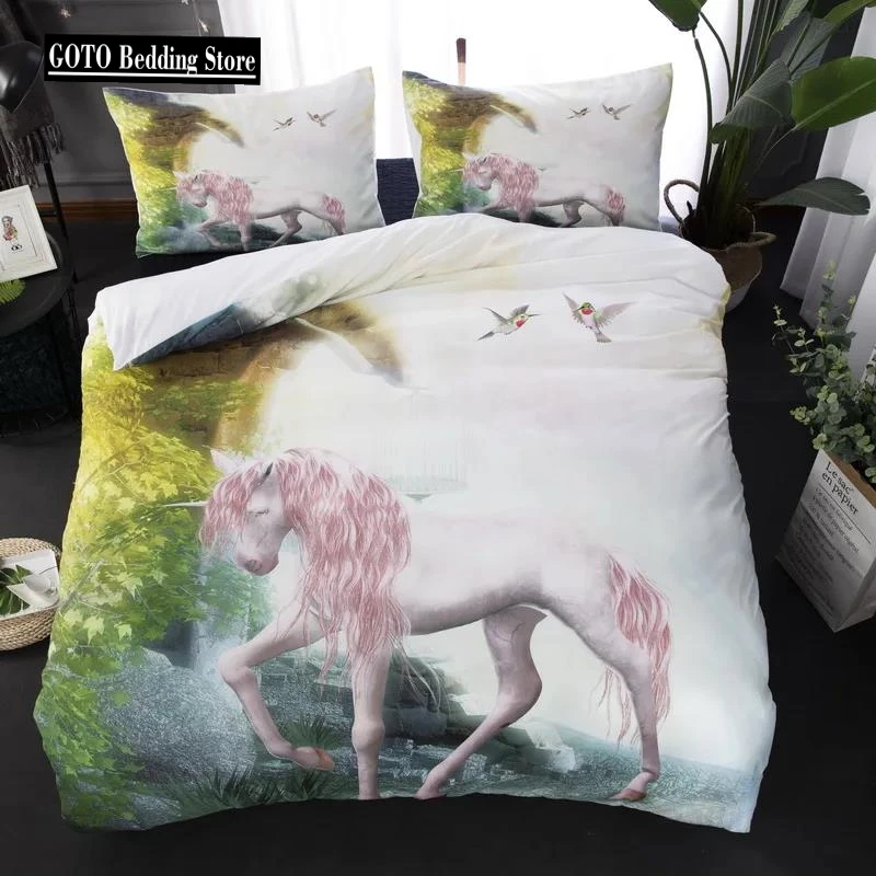 

Bedclothes Complete Set of Bedding Home Textiles Dream Cute Unicorn Beddings Super Soft Comforter Set Cover 2/3pcs Single Kids