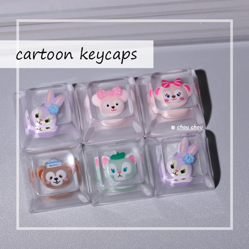 

Game Backlit Keycap Kawaii Rabbit Resin Mechanical Keyboard Keycap Personalized Transparent Crystal Keycap Cherry MX Axis