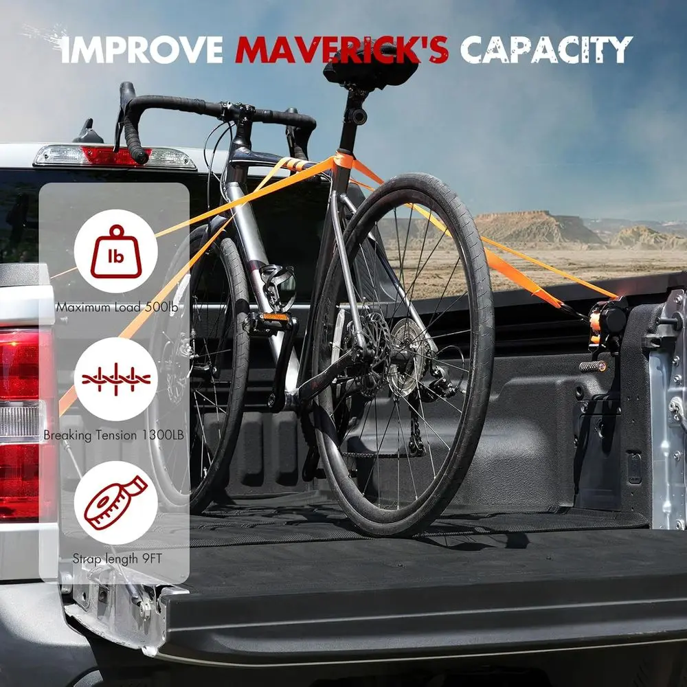 أشرطة سقاطة قابلة للسحب متوافقة مع 2022-2025 فورد مافريك 2 قطعة سرير شاحنة سحب تلقائي نظام الأشرطة الثقيلة