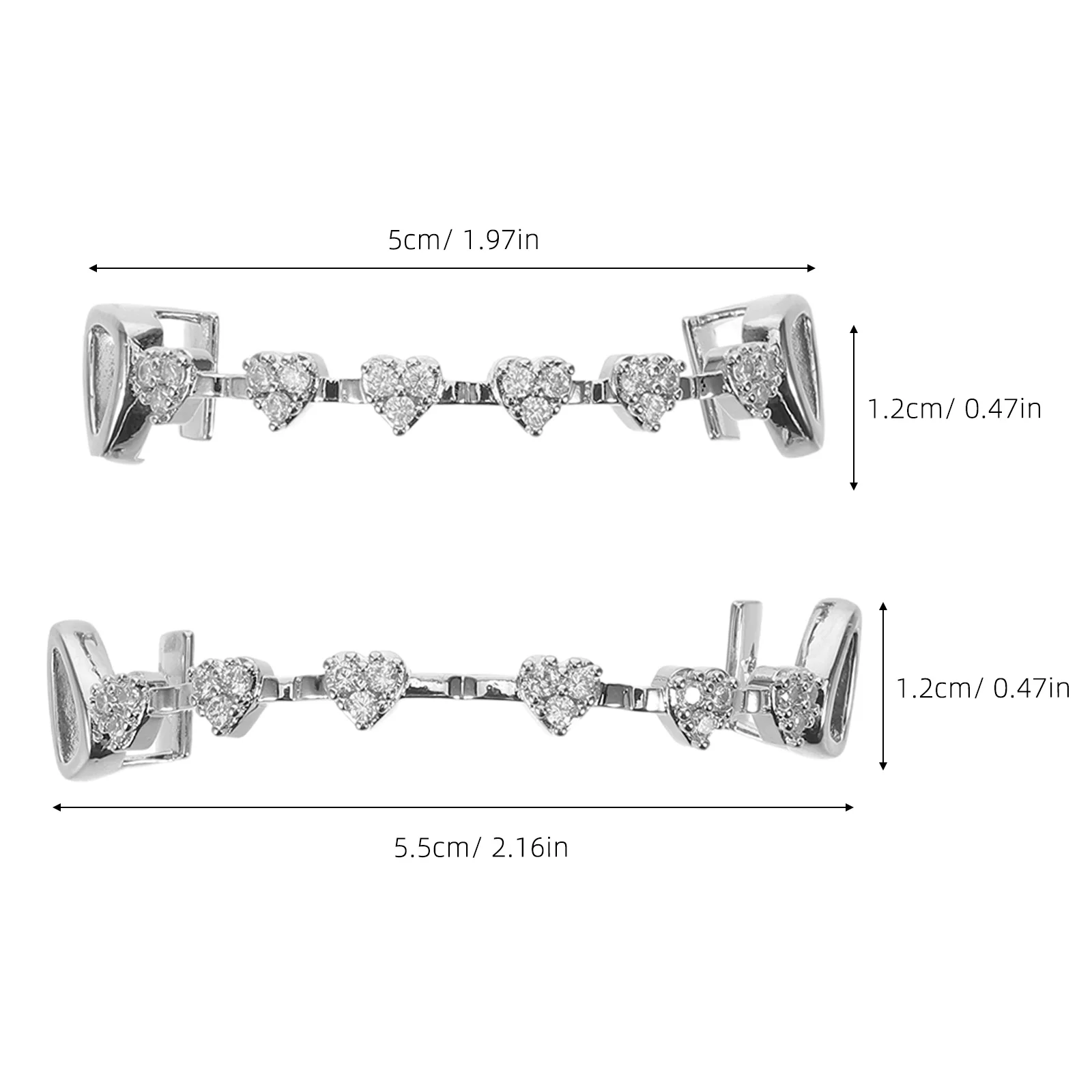 2Pcs Silver Plated Rhinestone Teeth Grill Halloween Party Costume Accessory Bottom Teeth Decorative Bling Dental Grills for Men