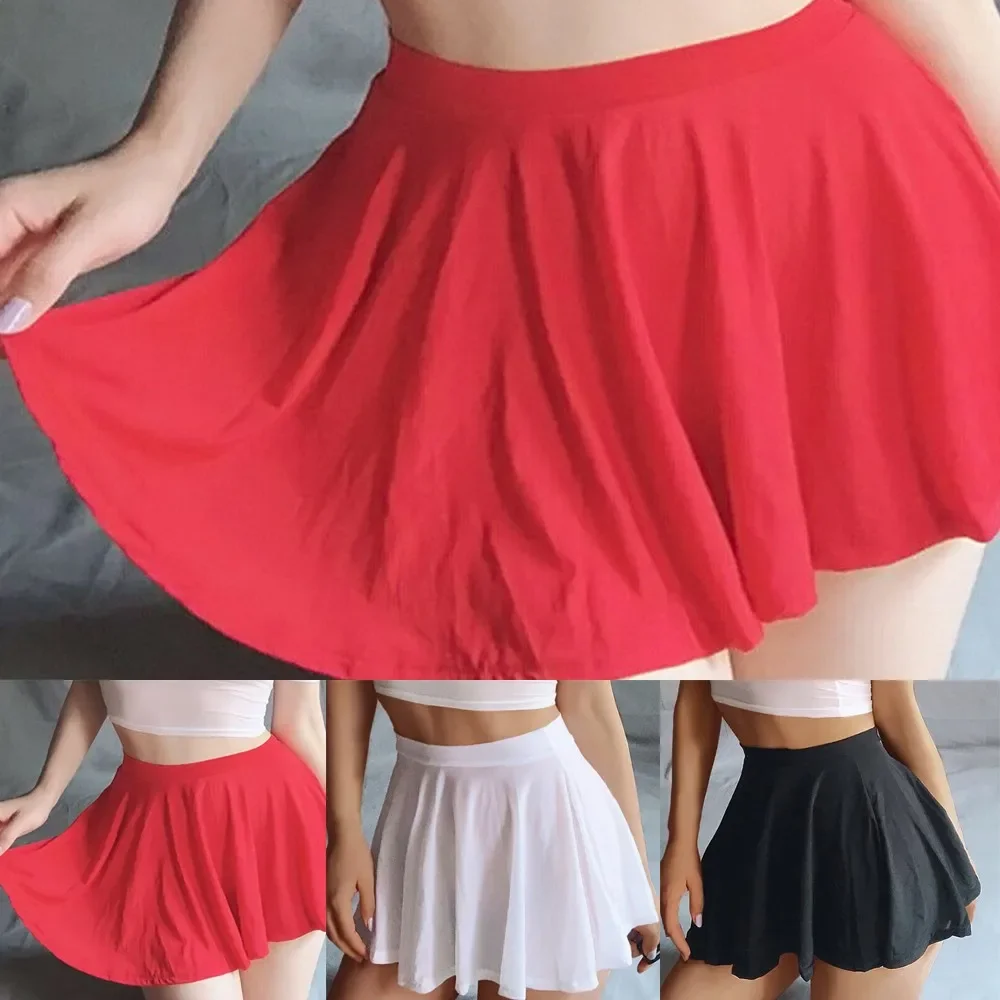 2023 New Women Costume Pleated Skirt A-Line Sexy Lingerie Sheer See Through Skirts Loose Fitting High Waisted Yoga Sports Skirt