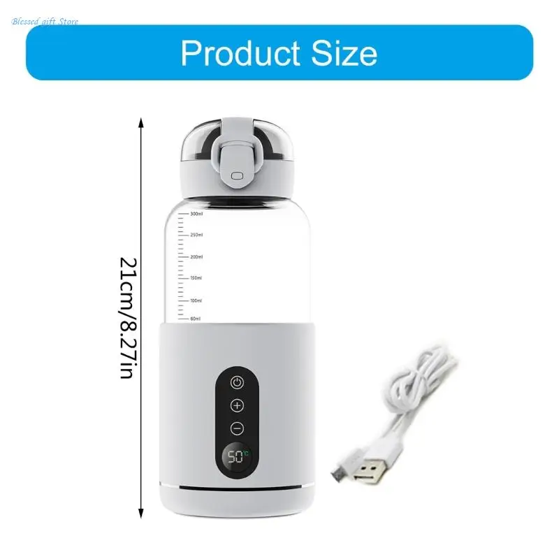 Aquecedor mamadeira recarregável USB para viagem, aquecimento rápido para leite materno fórmula