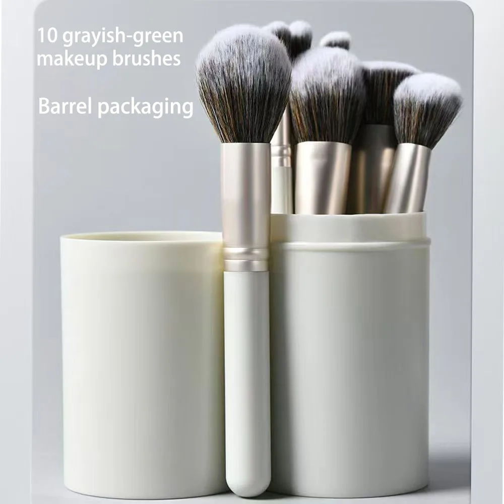 10-piece woodblock makeup brush set with a storage bucket is a perfect makeup tool for ladies and girls