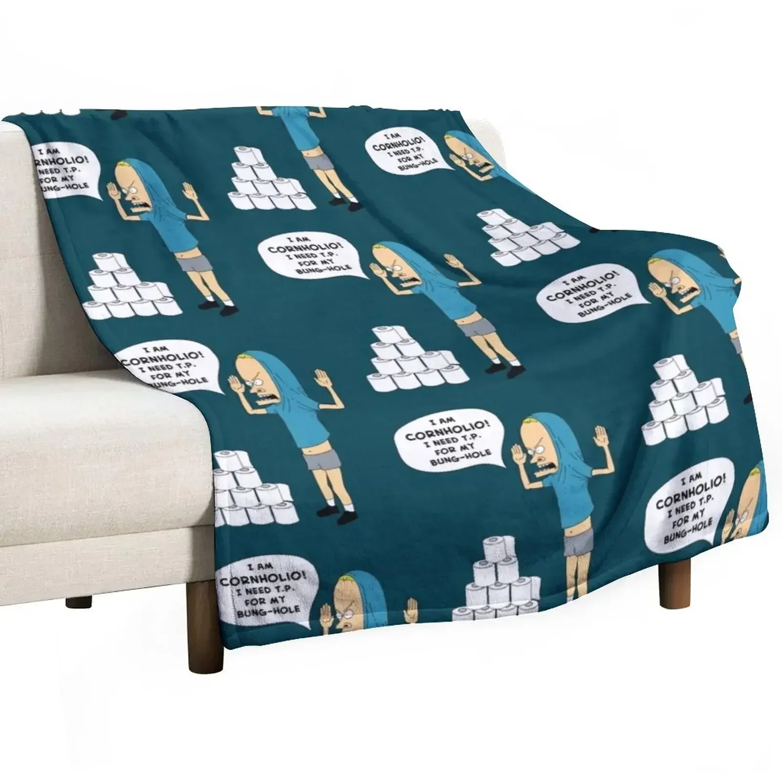 Cornholio Needs T.P. Throw Blanket Flannel Giant Sofa Blankets