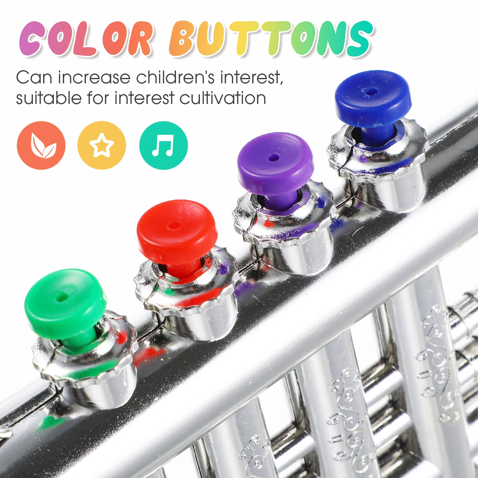 Tromba di plastica per bambini Piccolo strumento colorato per l'apprendimento della musica per bambini Giocattolo educativo creativo Tromba giocattolo musicale