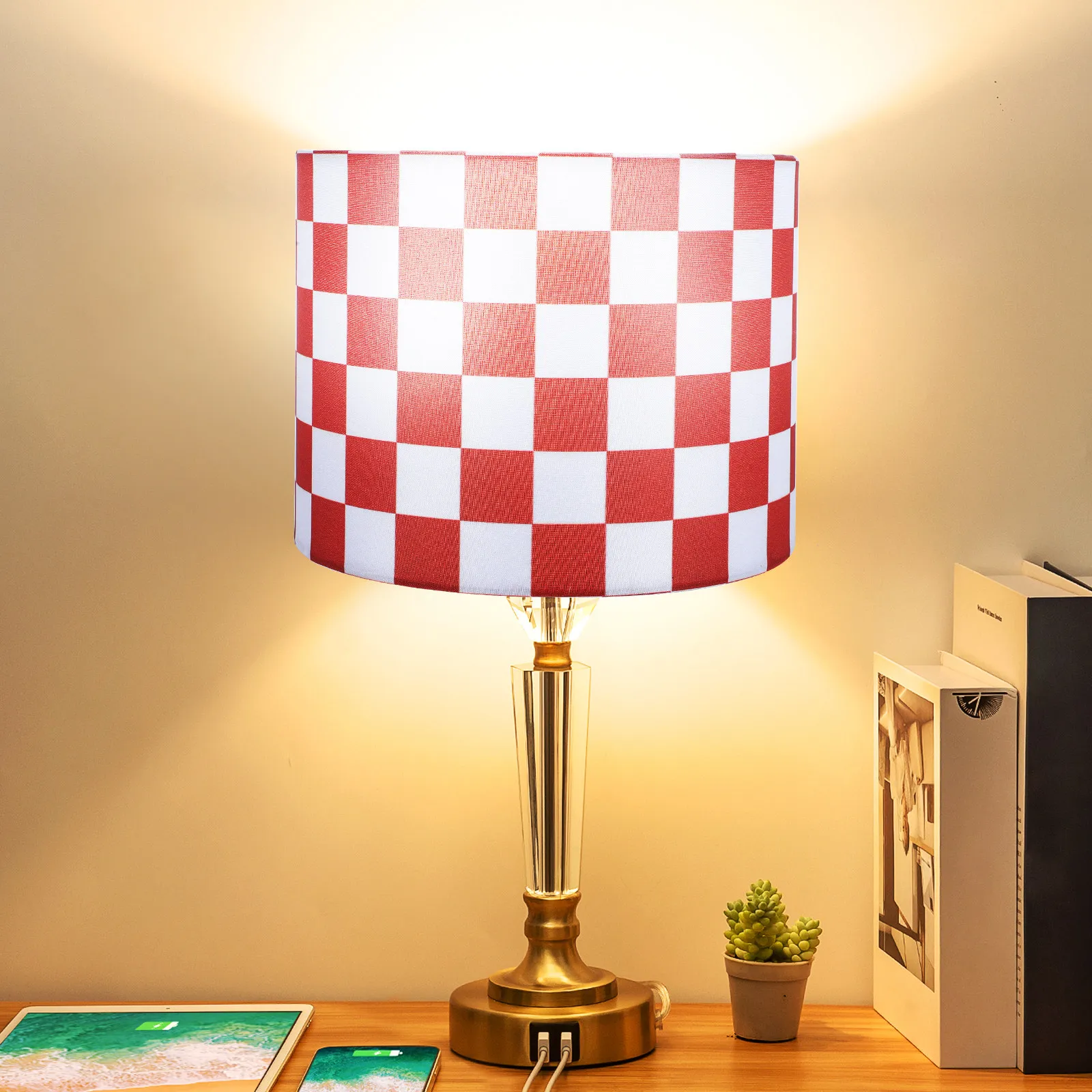

Fabric Lamp Shade Plaid Pattern Classic Color Replacement Lampshade for Bedroom Study Hotel Table Floor Desk Lamp Decorative