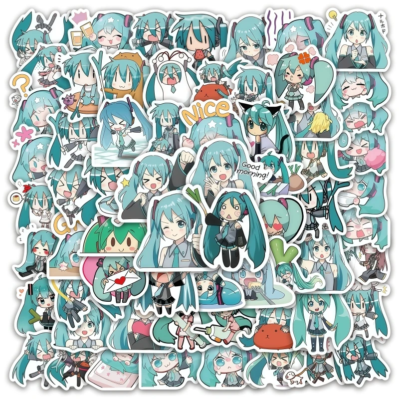 50 Stück Hatsune Miku Aufkleber-Set Cartoon Anime VOCALOID DIY für Koffer Notizbücher Tassen Wasserfeste Aufkleber Graffiti Spielzeug Geschenke