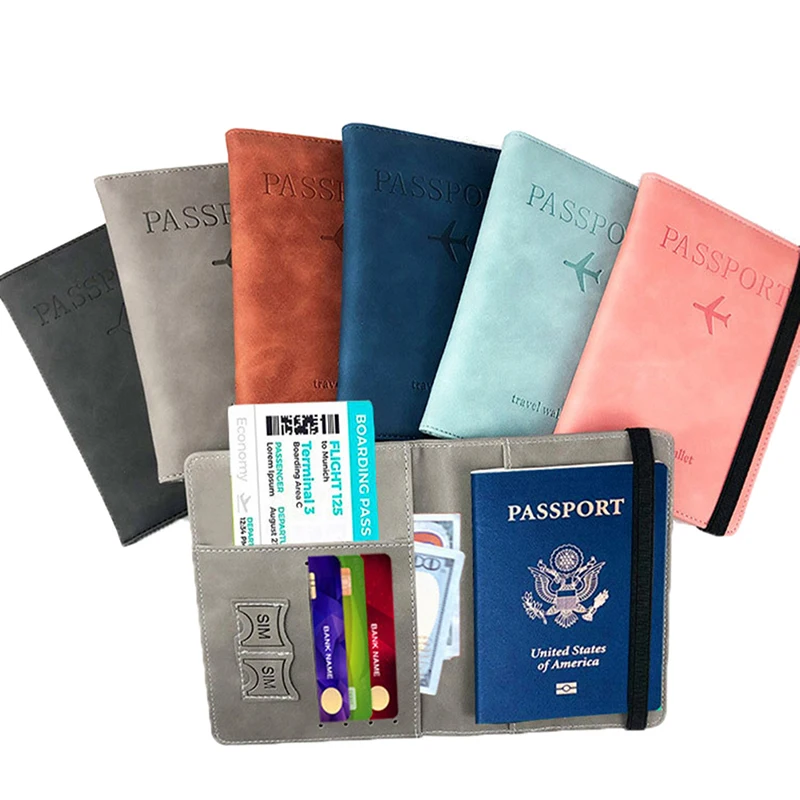 Couverture de Passeport en PU RFID, Porte-cartes de Crédit, d\'Identité, Étanche, Document, Multifonction, Carte Bancaire, Étui, Accessoires de Voyage