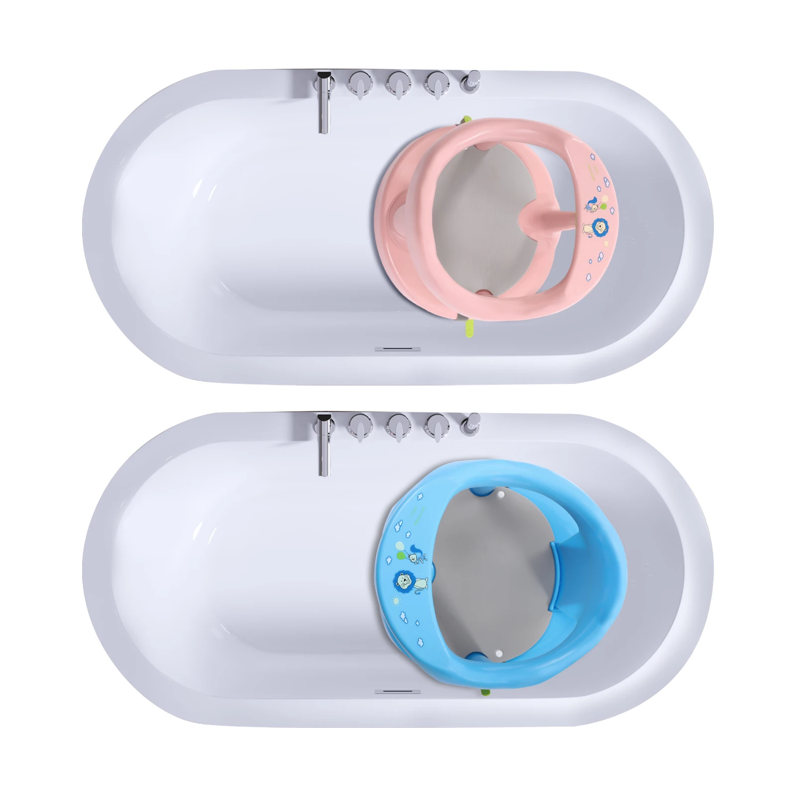 Blauw/Roze Antislip Babybadje Zitje Babybadje Zitje voor Bad Zitten Baby Douche Stoel Antislip Zuigelingenbad voor 6-18 Maanden