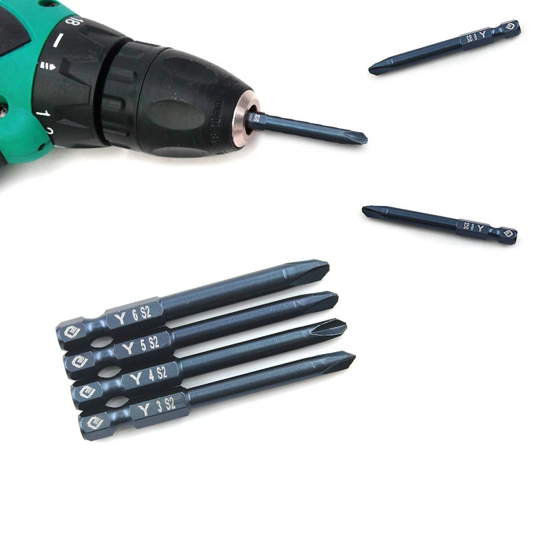 

4pcs 65mm 1/4 inch Hex Shank Tri-wing Electric Screwdriver Bit Set Magnetic Y3 Y4 Y5 Y6 Power Tool Security Tamperproof Y Tips