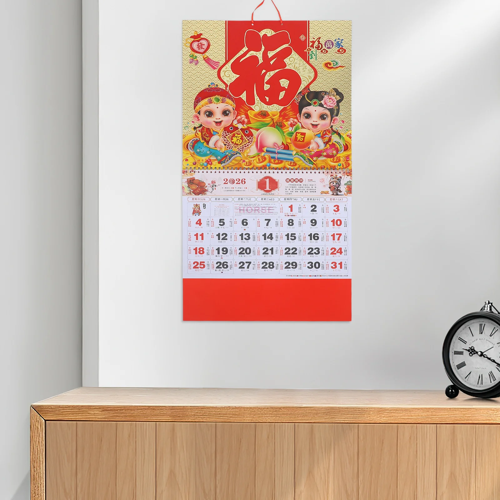 

Китайский лунный календарь 2026, традиционный настенный календарь фэн-шуй, год лошади, ежедневные благоприятные даты, дом