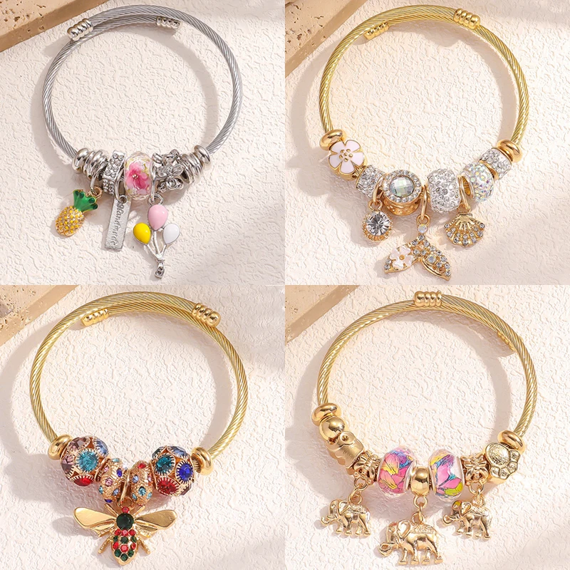 

New Fashion Women's Creative Fruit Balloon Elephant Adjustable Bracelet Festival Lover DIY Charm Jewelry Foot Chain Gift