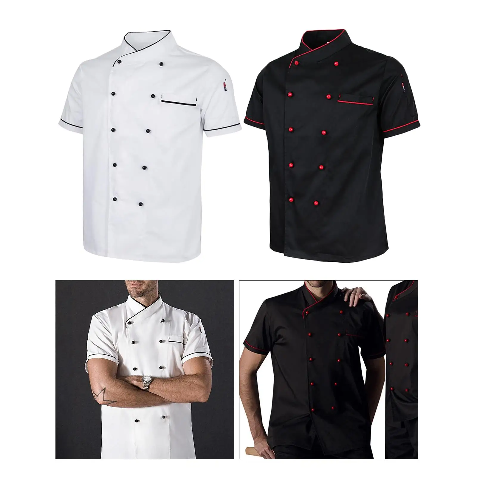 Unisex Chef Jacket Apparel Summer Uniform Overalls for Kitchen Cook Catering