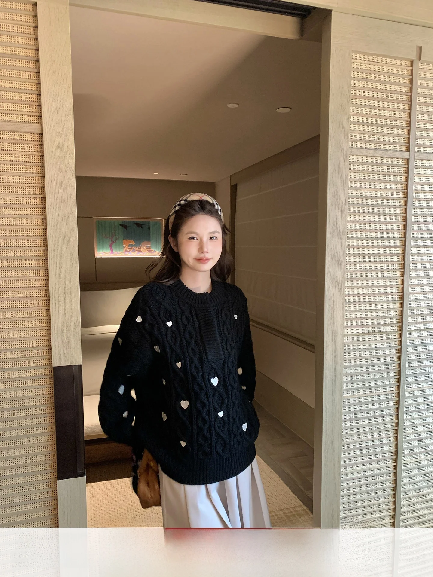 

Anneop Heart aped Twist Sweater Women's Loose Knitted Woolen Top for Autumn And Winter Versatile Casual Sle Long Sve