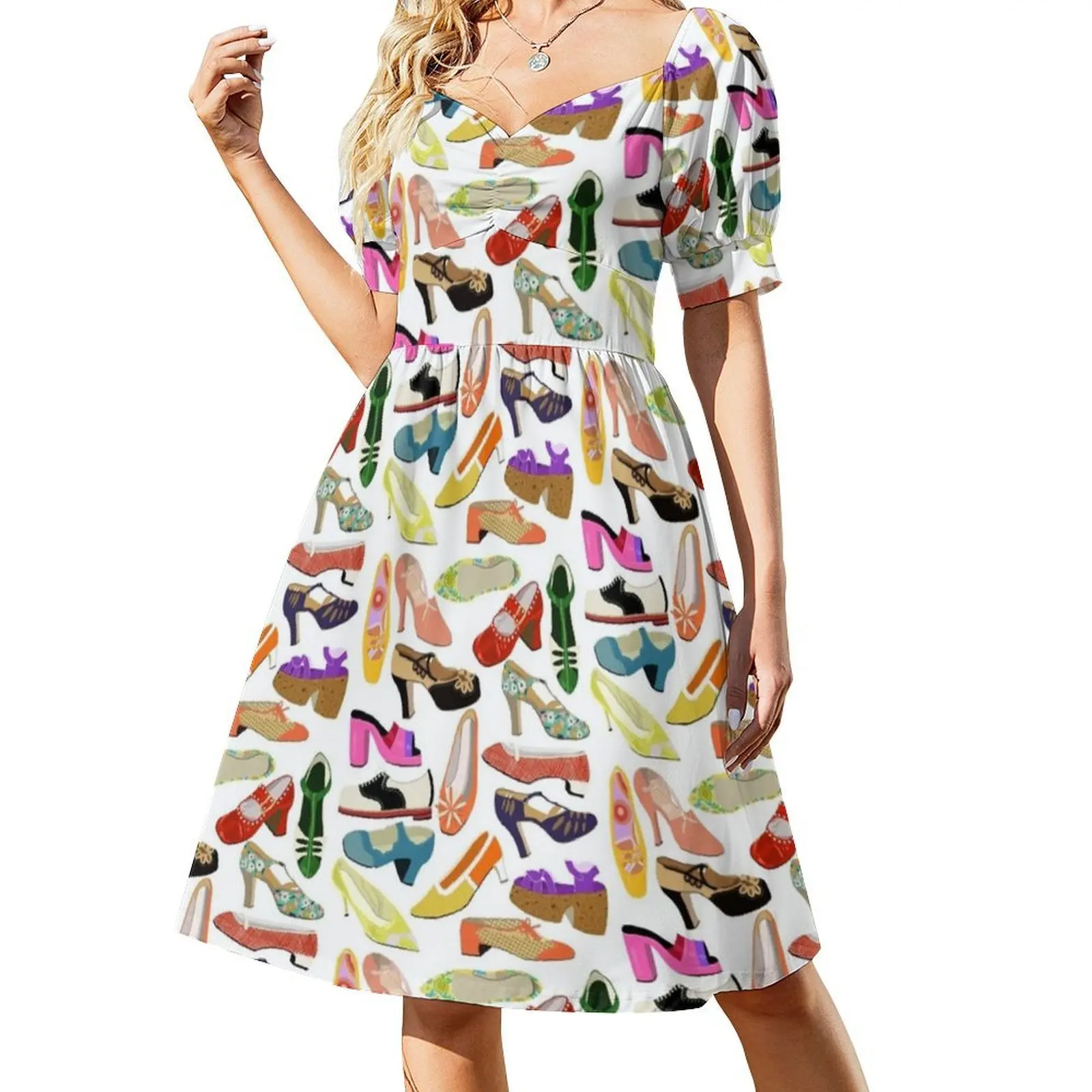 Vintage Shoe Collection Floral Smock Dress For Women Spring Summer Casual Dress For Party Vintage Shoes Shoe Collection Shoes