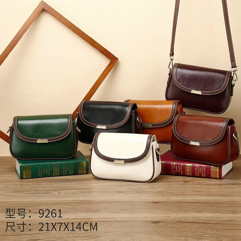 Women\'s Bag 2023 New Fashion Versatile Cowhide Shoulder Bag Genuine Leather Ladies Crossbody Simple and Elegant Small Square Bag