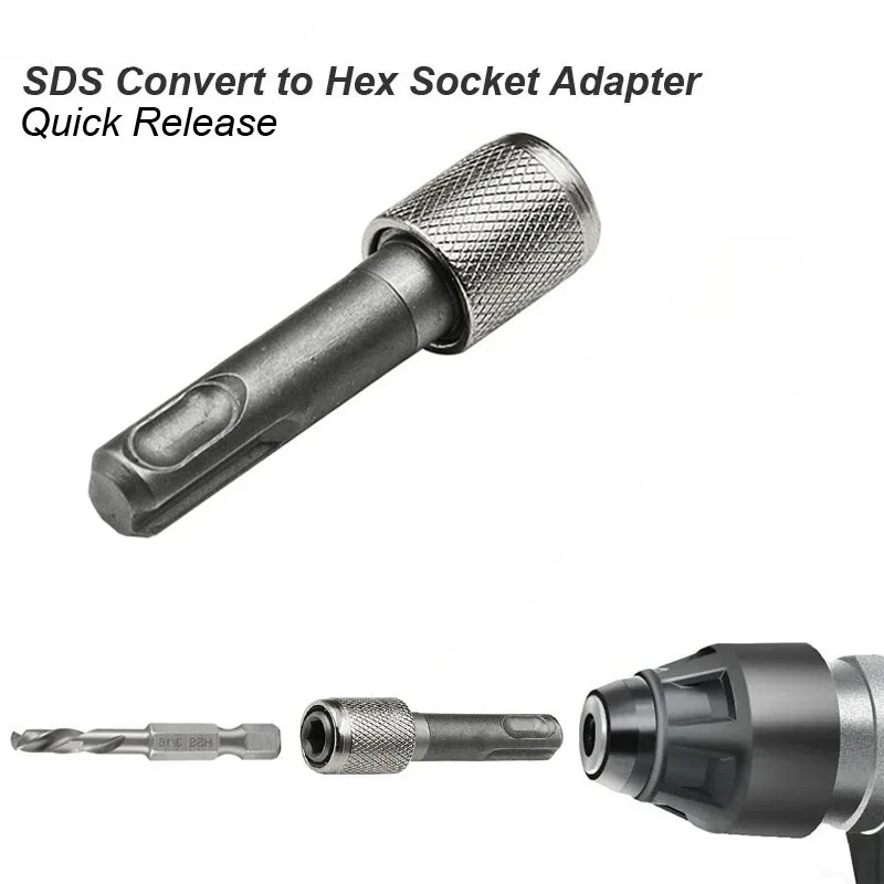 

SDS Plus Convert To 1/4 Hex Shank Adapter Hexagonal Converter Electric Hammer Power Screwdriver Bit Holder Socket Impact Driver