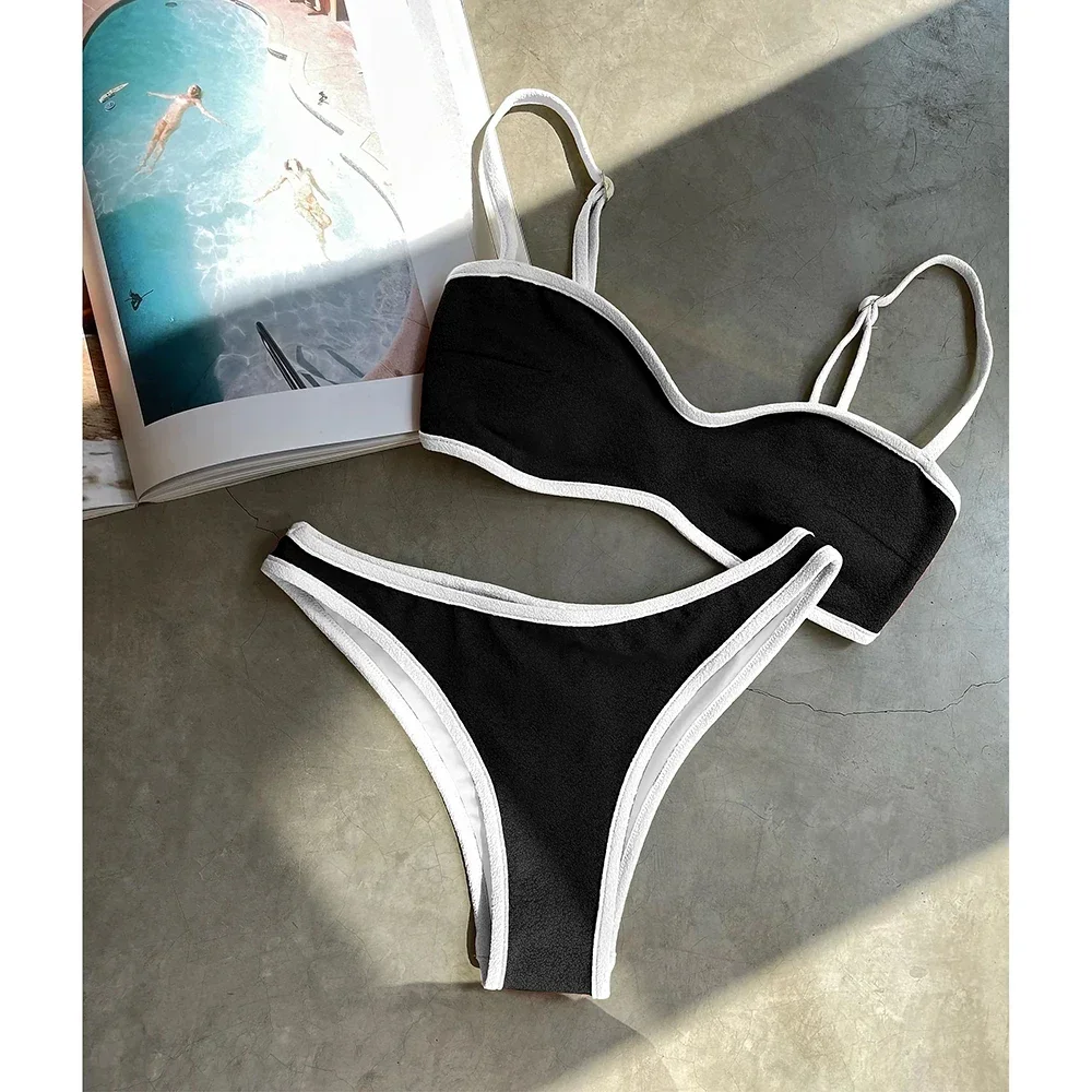 Micro biquinis push up maiôs femininos 2025 sexy banho conjunto de biquíni brasileiro rosa biquini retalhos maiô bandeau beachwear