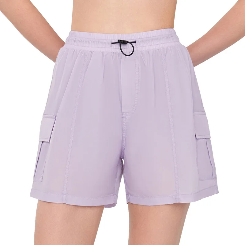 Damskie spodenki sportowe z filtrem przeciwsłonecznym SPF, do biegania na świeżym powietrzu, fitnessu, jogi, codzienne, cienkie, wiatroodporne, letnie.