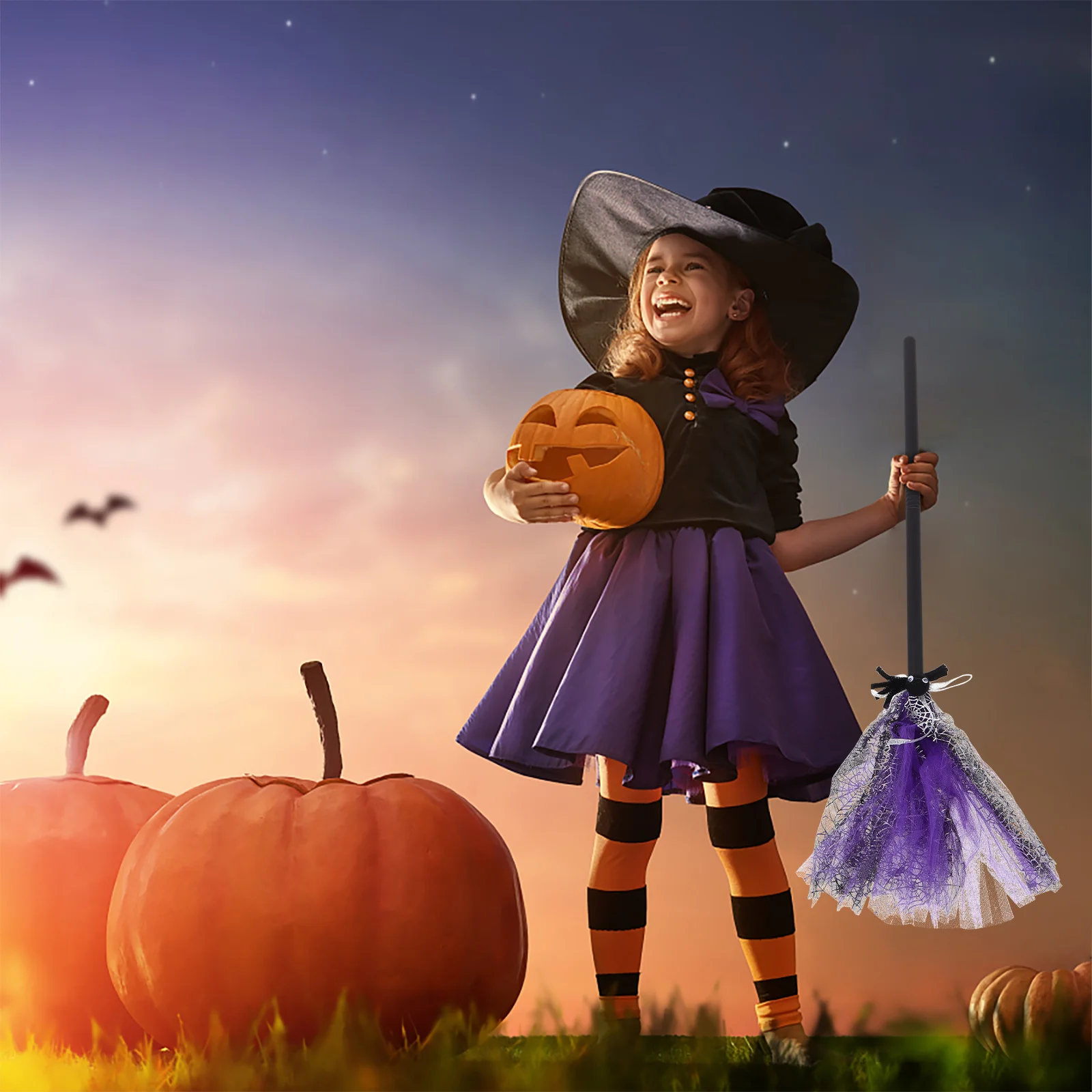 

73Cm Halloween Witch Broom Cosplay Witch Broomstick for Masquerade Halloween Parties Witches Broom Costume Accessory