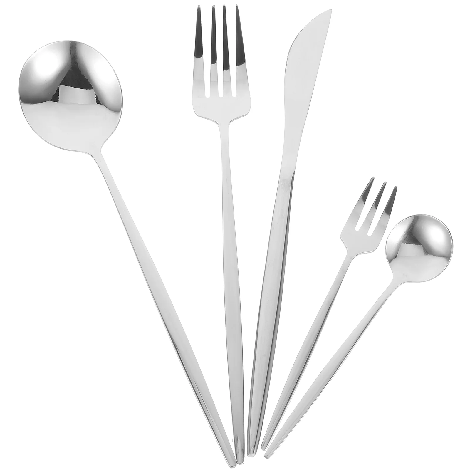 Serving Utensils Fork and Spoon Set Stainless Steel Flatware Forks White Tableware Travel