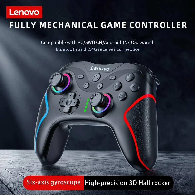 New Lenovo Six-Axis Gamepads S01 Wireless Bluetooth 2.4G Smart Gaming Controller For PS4 Switch PC Android IOS Black Myth Wukong