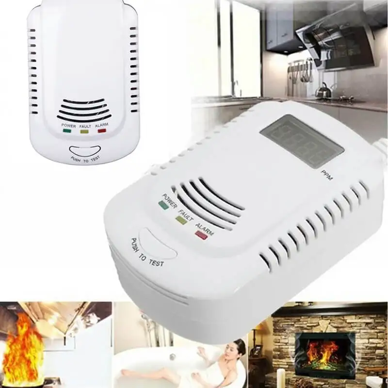 Multi Gas Leakage Detector Alarm 2 in 1 Carbon Monoxide LPG Natural Gas Alarm Detector Combo with 9V Battery Backup