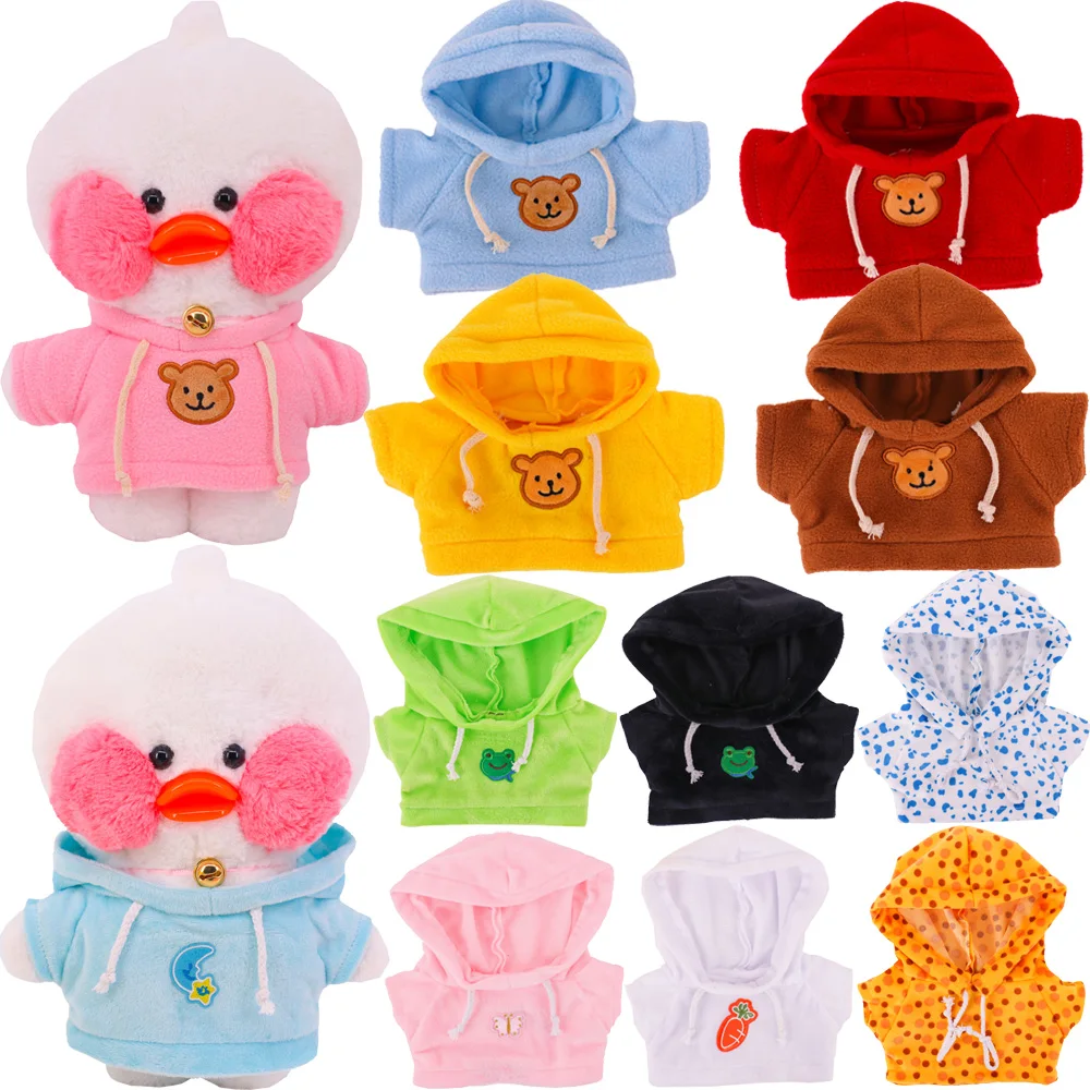 Kawaii peluche anatra bambola vestiti felpe con cappuccio per 30cm lalafanfan accessori peluche peluche cartone animato animale abbigliamento regali di compleanno