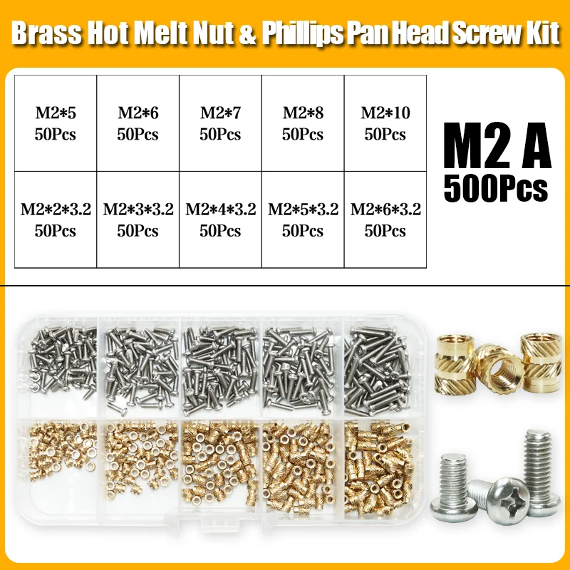 Wärme Set Einsatz Lötkolben Spitze Kopf M2 M3 M4 Hot Melt Einsätze Mutter Messing Gewinde Schraube Einsetzen 3d Druck PCB Phillips Bolzen – Detail 13