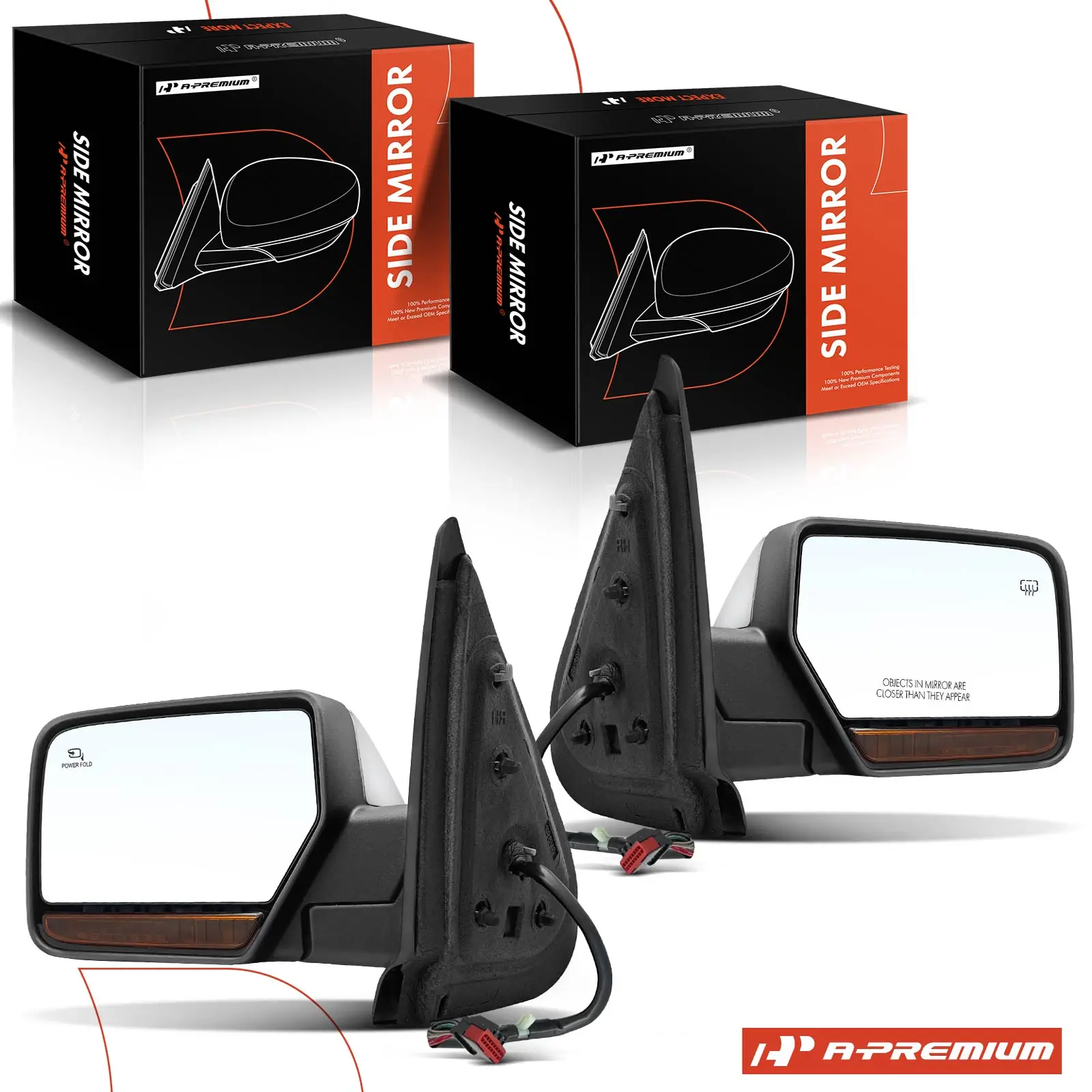 A-Premium Pair Power Door Mirror for Ford Expedition 2013-2014 Lincoln Navigator 2012-2014 Power Folding Blind Spot Detection