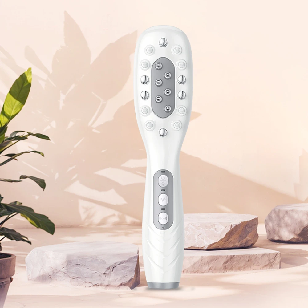 Elektrischer Haarwachstumskamm, Ölapplikator, rot, blau, LED, Vibrationskopf, Massagebürste, Kamm, EMS, stimuliert die Kopfhaut, Anti-Haarausfall – Detail 18