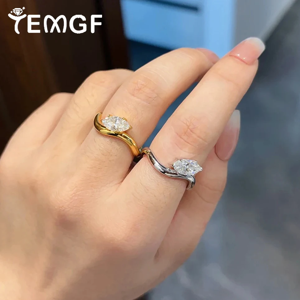 

TEMGF 1CT Marquise Cut Moissanite Ring With GRA S925 Sterling Silver 18K Plated Fine Jewelry for Women Men Unique Fashion Gifts
