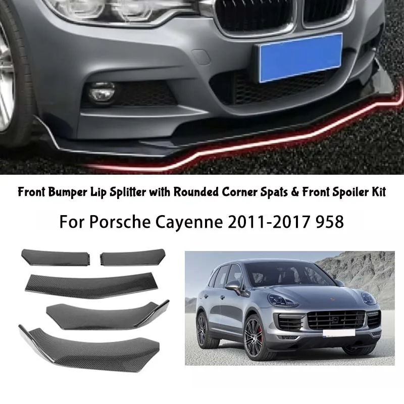 5-Segment Adjustable Front Bumper Lip Splitter Body Kit For Porsche Cayenne 2011-2017 958