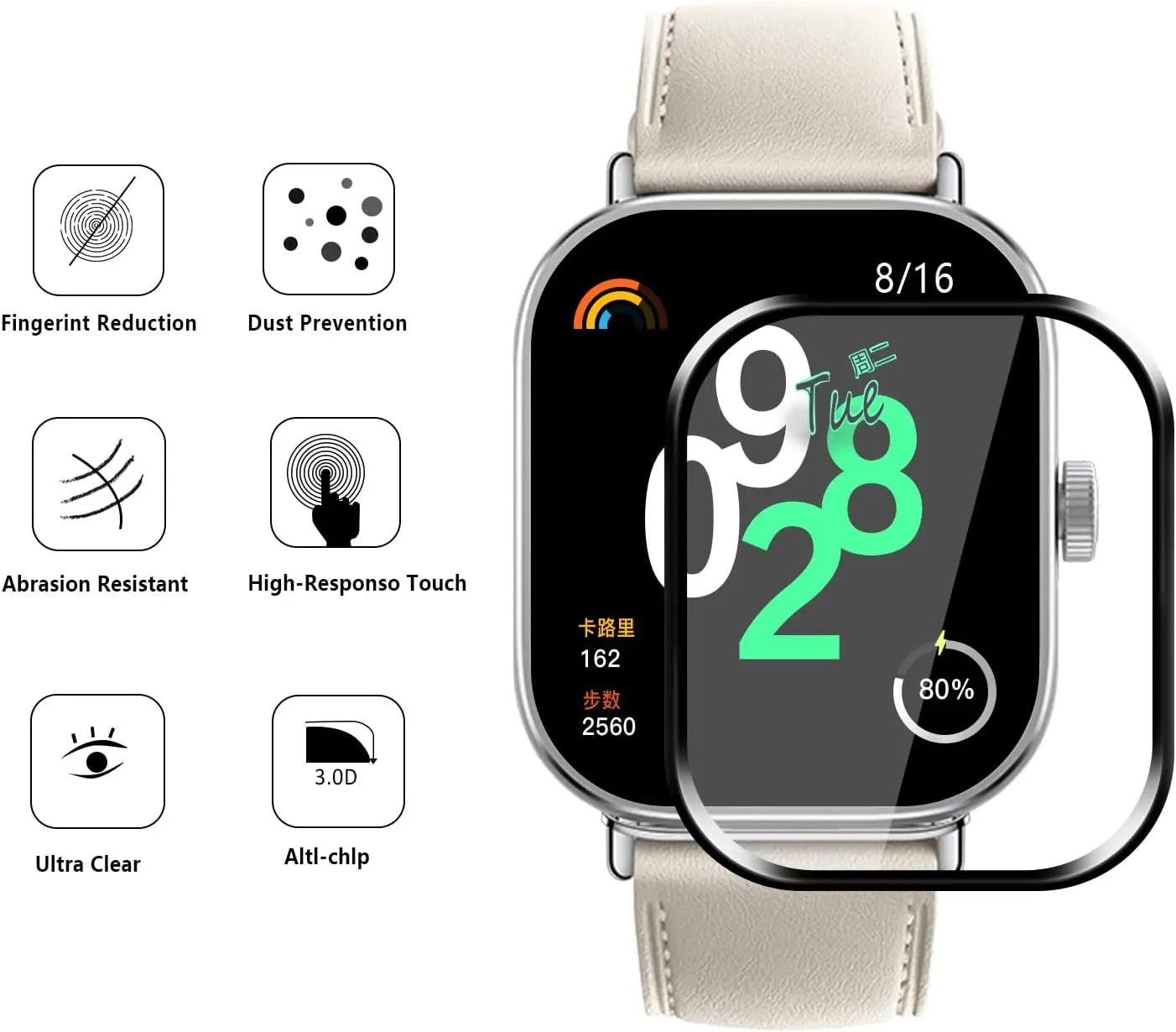 واقي شاشة ناعم ثلاثي الأبعاد بحافة منحنية لساعة شاومي ريدمي 4 الذكية ، غطاء كامل ، فيلم واقي مضاد للخدش ، 3 *