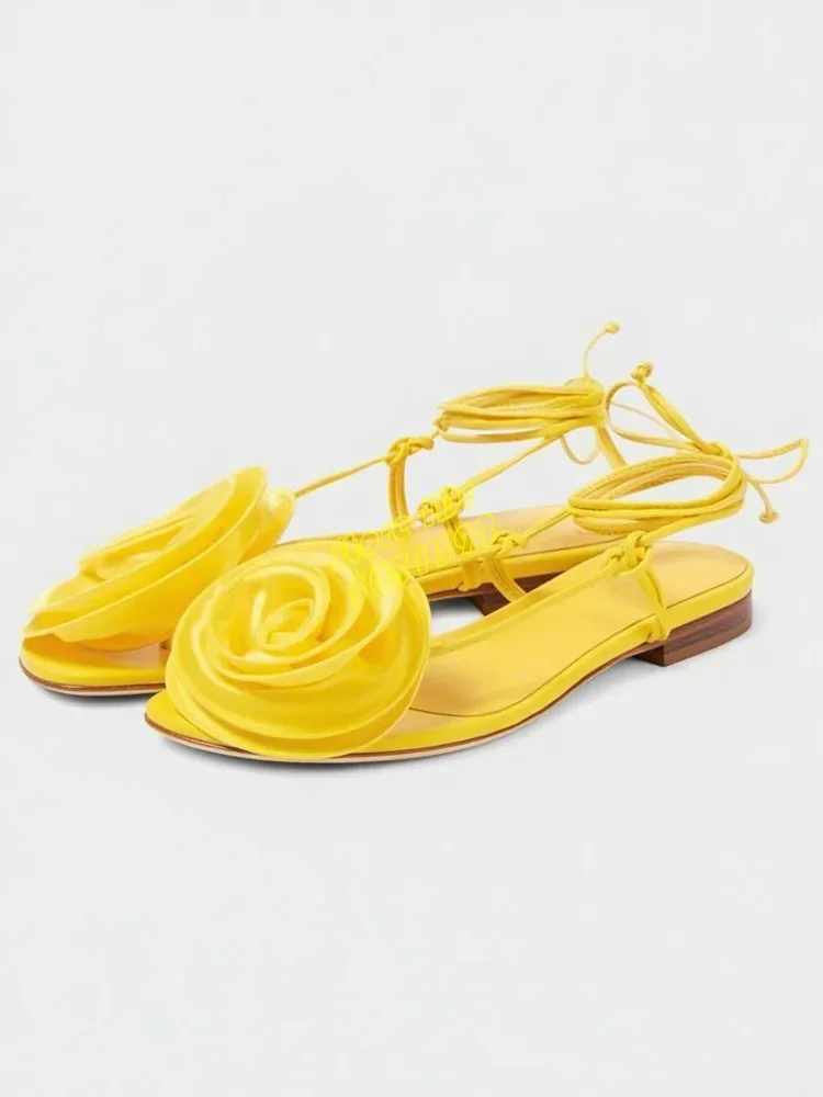 

Satin Flower Decor Lace Up Sandals Open Toe Flat With Custom Made Fashion 2025 Summer Women Dress Shoes Burgundy Black Beige