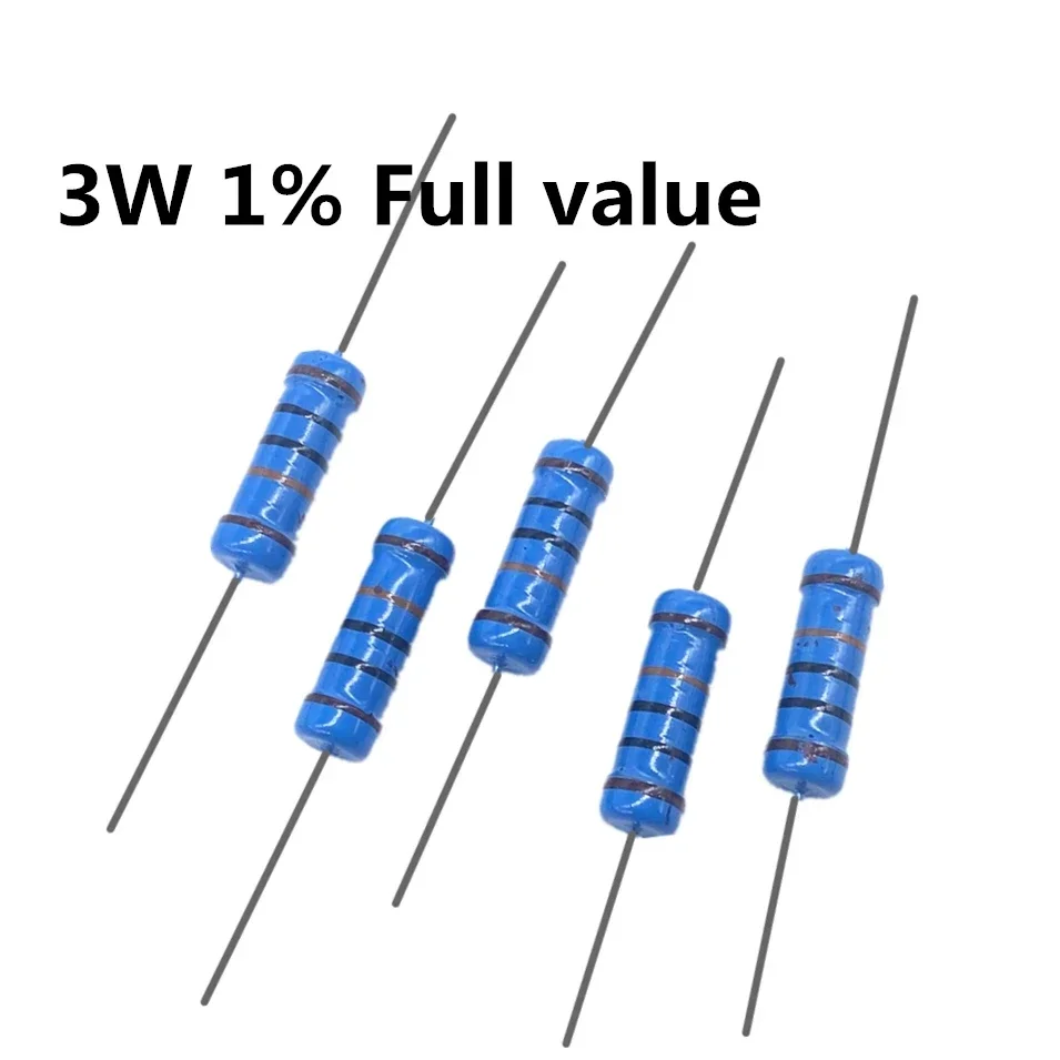 10pcs 3W 1% Metal film resistor 1R 1.1R 1.2R 1.5R 1.8R 2R 2.2R 2.4R 2.7R 3R 3.3R 3.6R 3.9R 4.3R 4.7R 5.1R 3.9ohm 4.3ohm