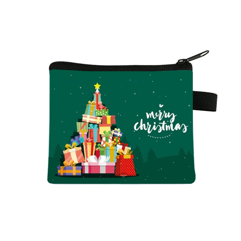 Merry Christmas Short Wallet for Students Card Bag, Pocket Change Purse Cute Coin Purse, Small Pouch, Boys and Girls Storage Bag