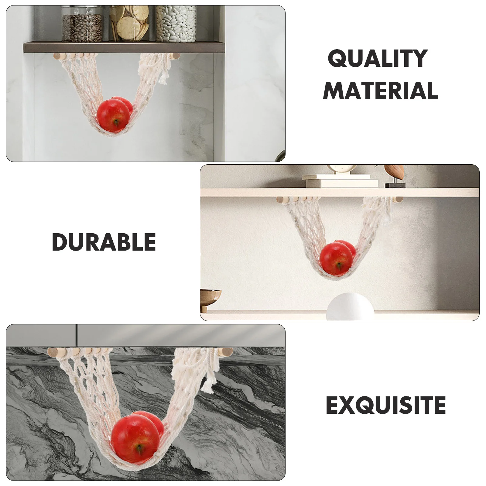 

1Pcs Handwoven Fruit Hammock Macrame Hanging Storage Basket for Kitchen Home Vegetable Basket Natural Cotton Rope