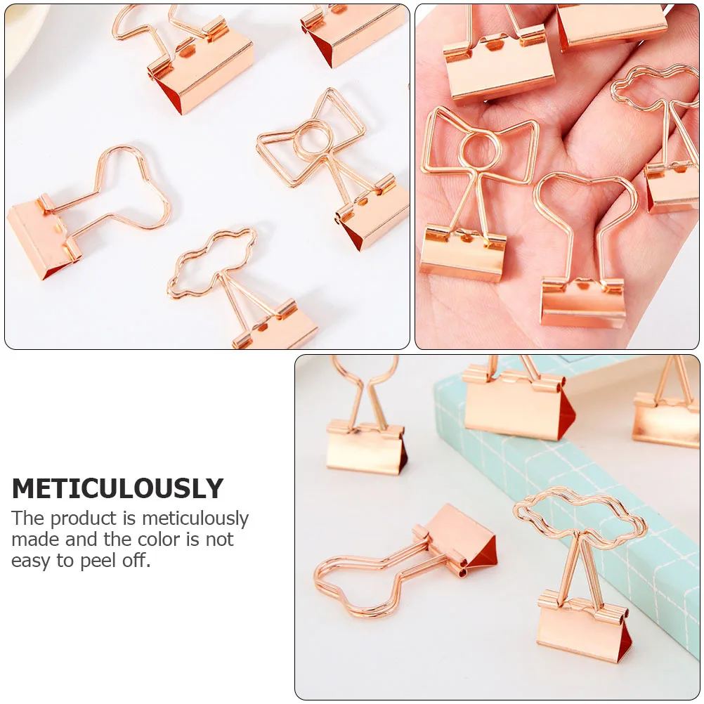 

20Pcs Metal Binder Clips Golden Finish Strong Hold Heart Design for Papers Crafts Cables Snacks Bags Filing Office School