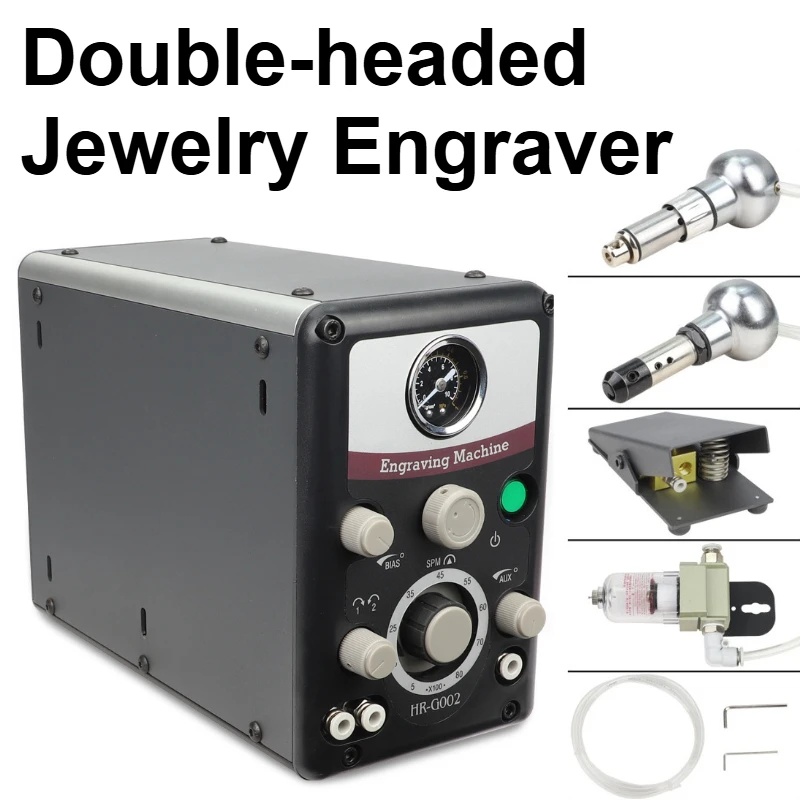 

Double Headed Jewelry Engraver 1-500r Min No Load Speed Pneumatic Graver Handpiece for Diamonds Jewelry Crafts Wrought Iron